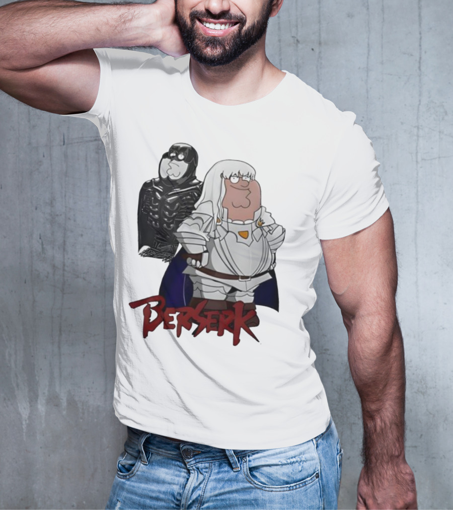 Peter Griffin Family Guy Berserk Crossover Meme Griffith Armor Guts Cosplay T-Shirt