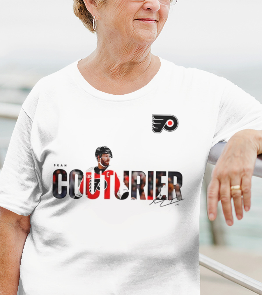 Sean Couturier Philadelphia Flyers Signature NHL C Captain T-Shirt