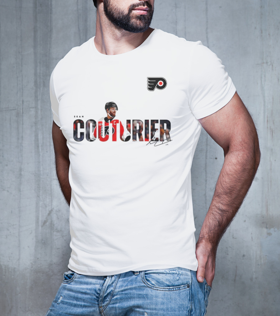 Sean Couturier Philadelphia Flyers Signature NHL C Captain T-Shirt