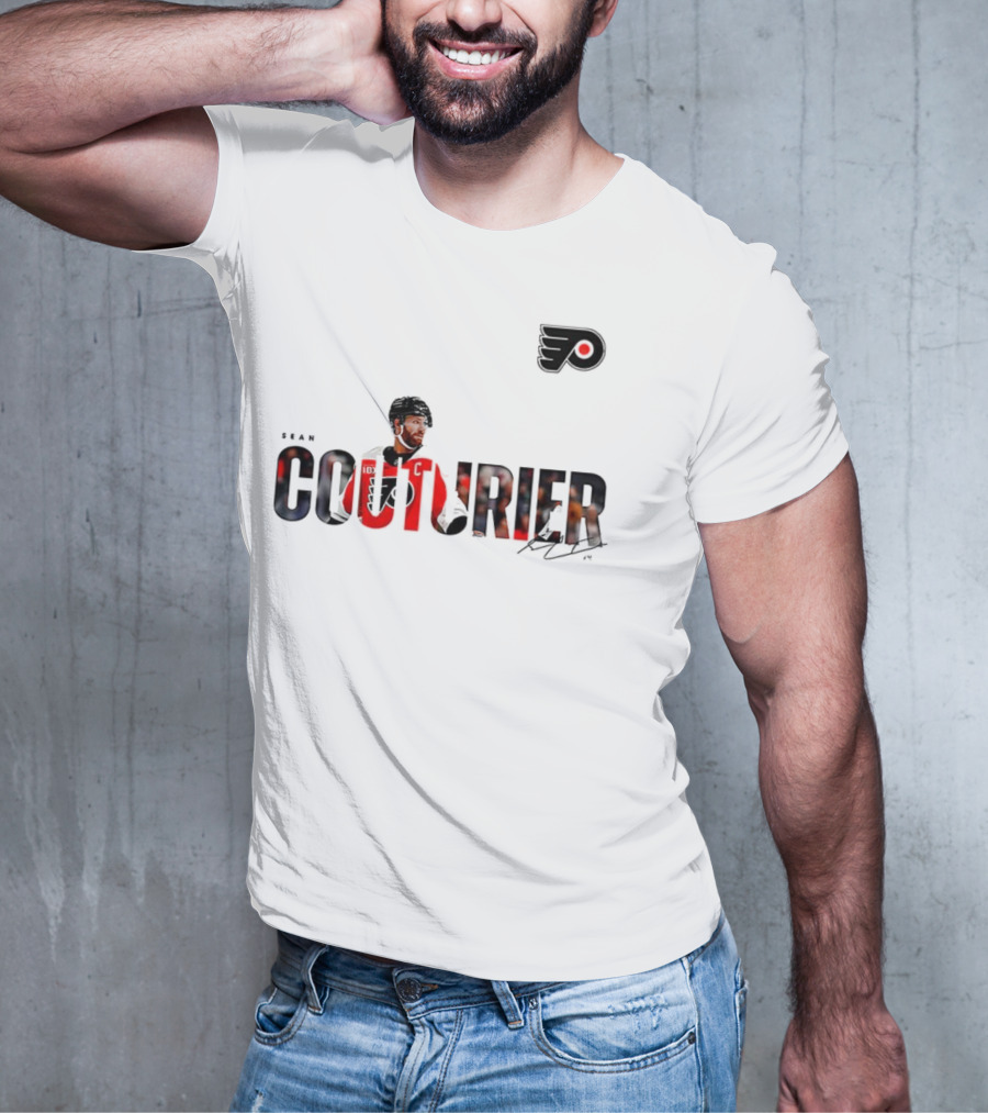 Sean Couturier Philadelphia Flyers Signature NHL C Captain T-Shirt