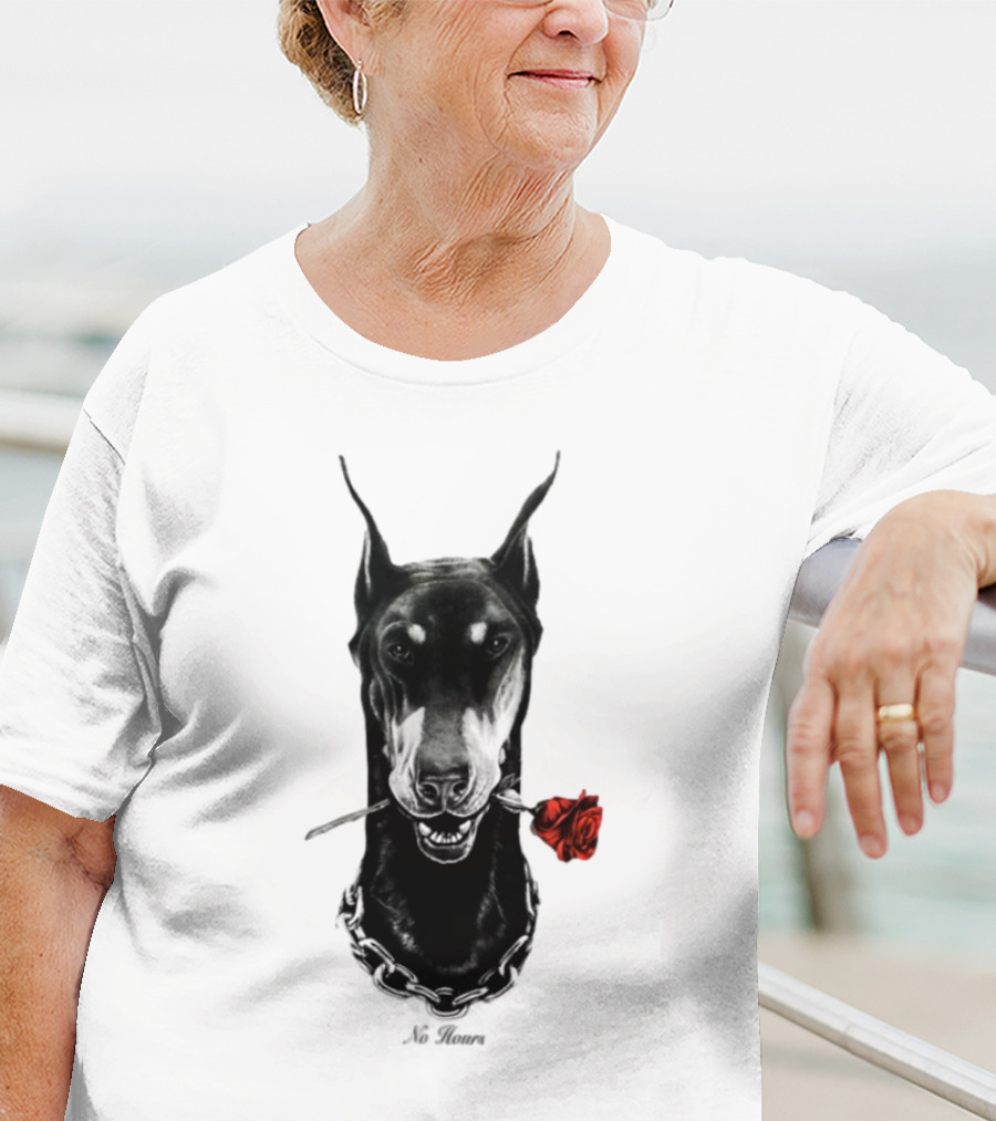 Doberman No Hours Red Rose Chain T-Shirt