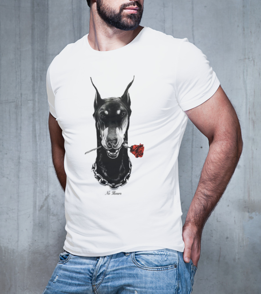 Doberman No Hours Red Rose Chain T-Shirt