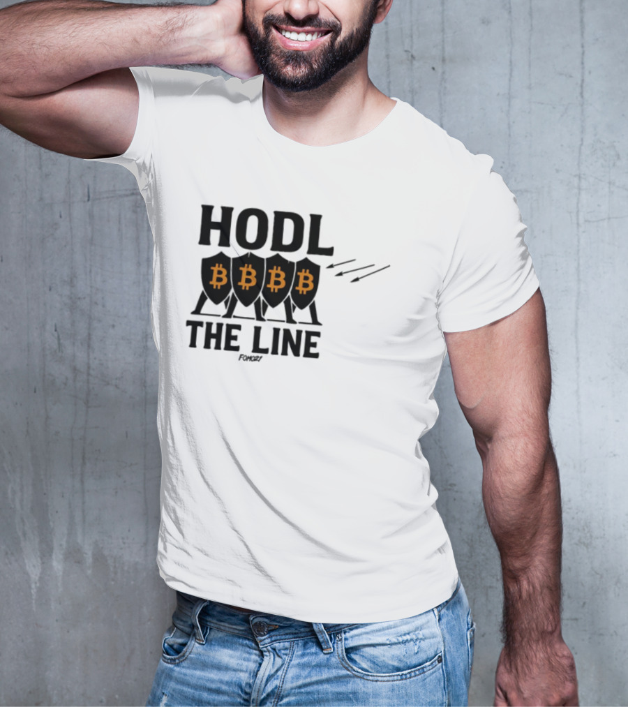 Fomo21 Hodl The Line Bitcoin Warrior BBBB T-Shirt