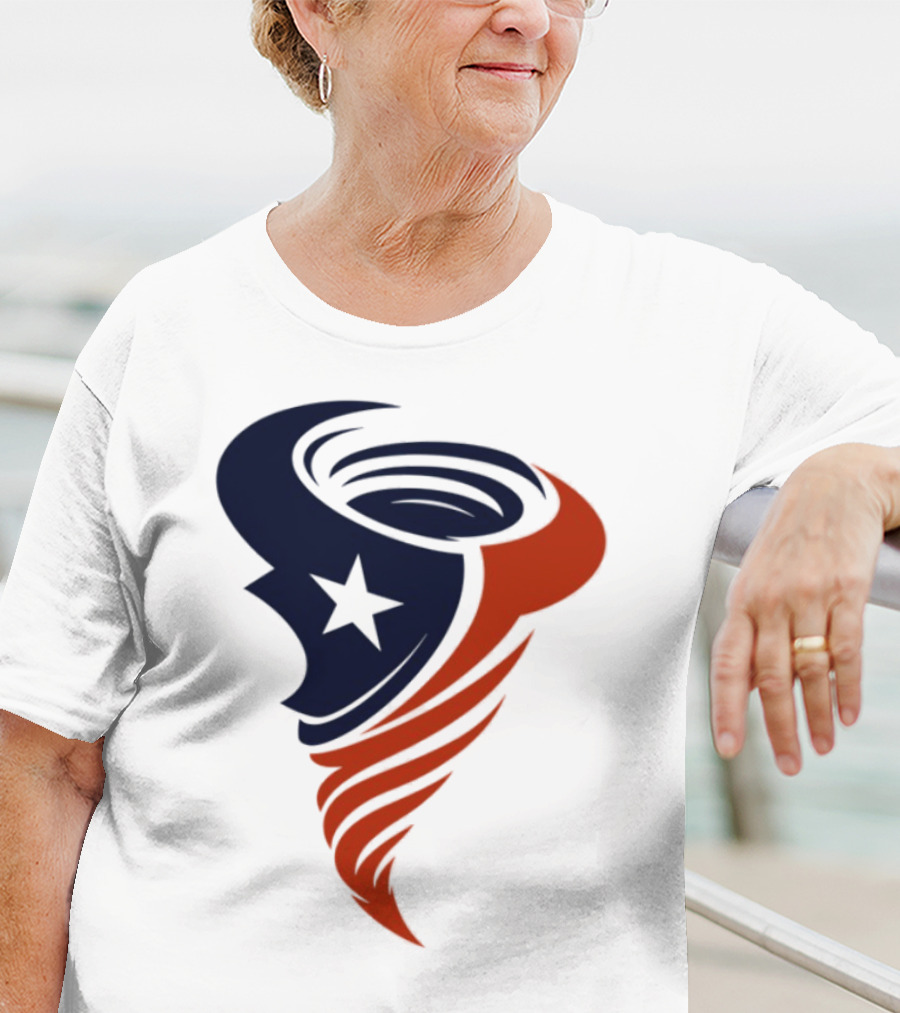 Houston Cyclones Swirling Tornado Star Emblem T-Shirt