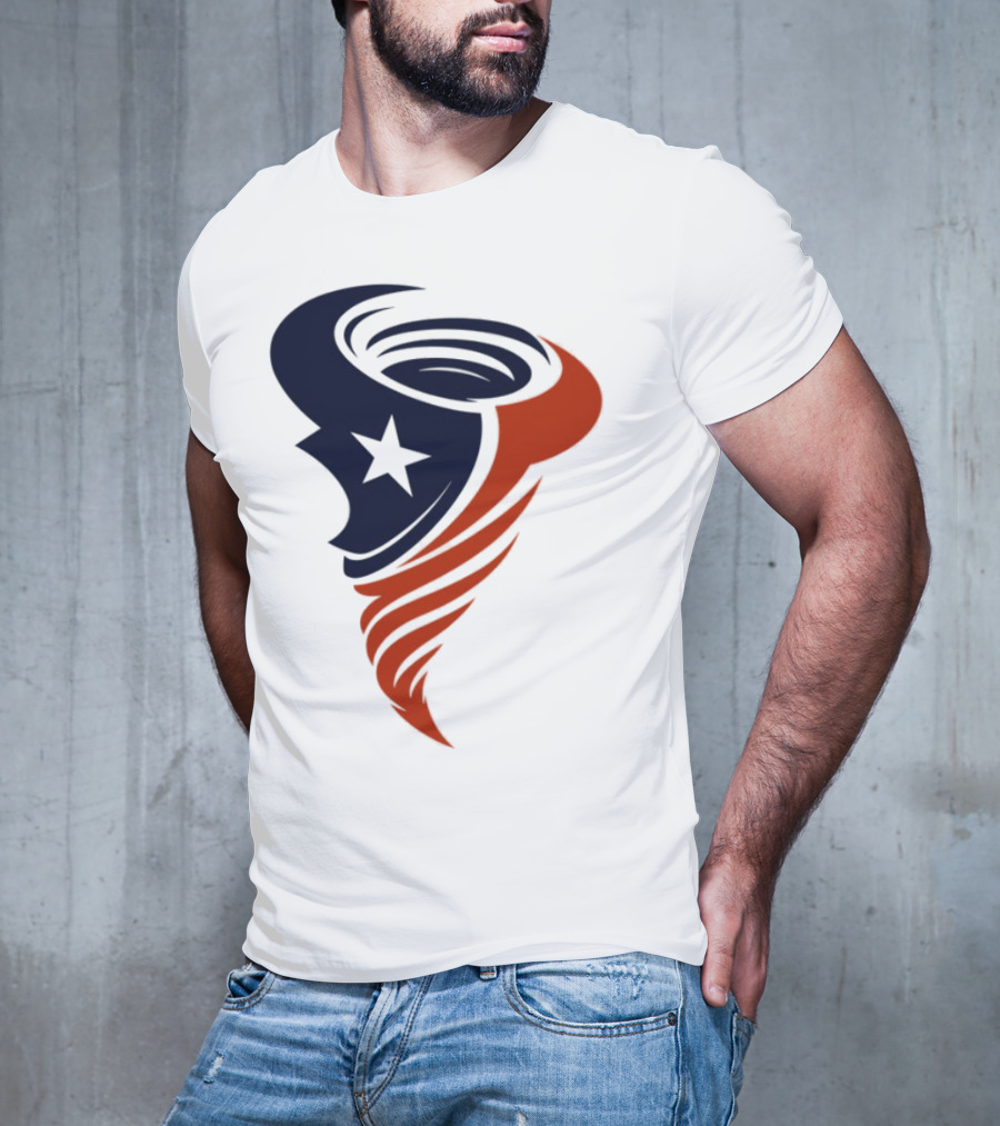 Houston Cyclones Swirling Tornado Star Emblem T-Shirt