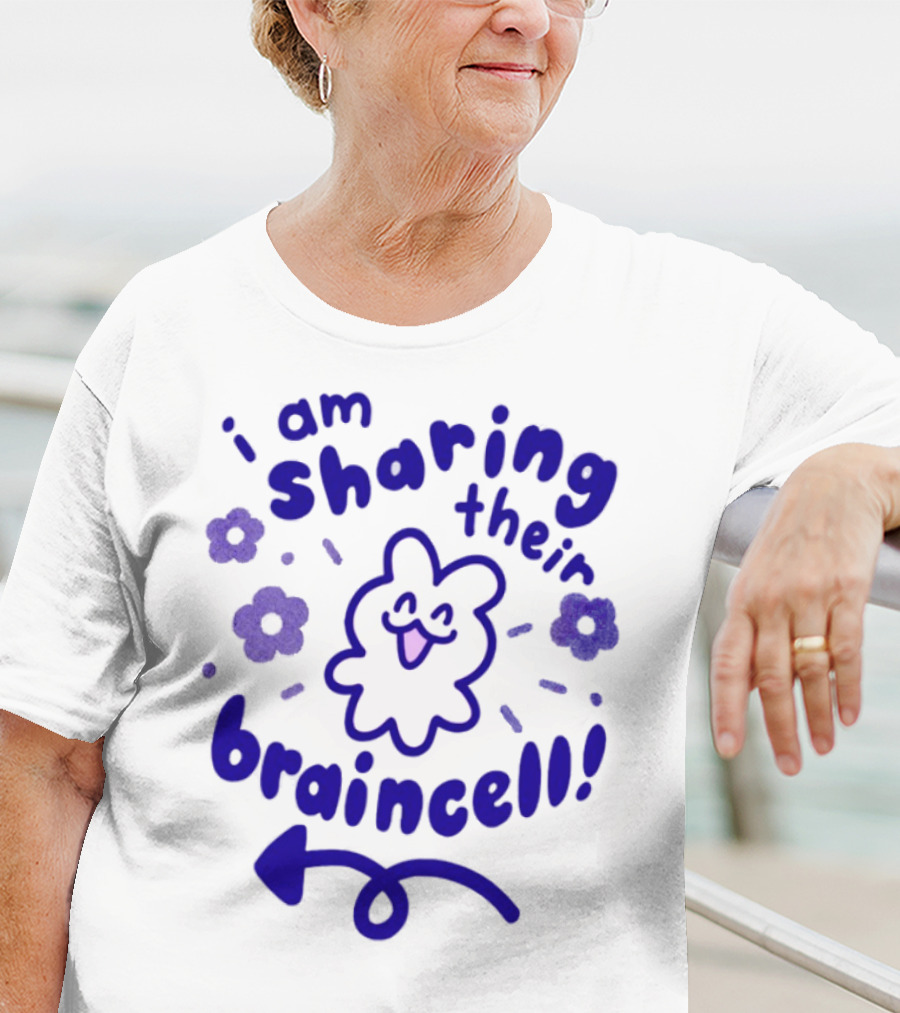 I Am Sharing Their Braincell Cute Bunny And Flowers T-Shirt
