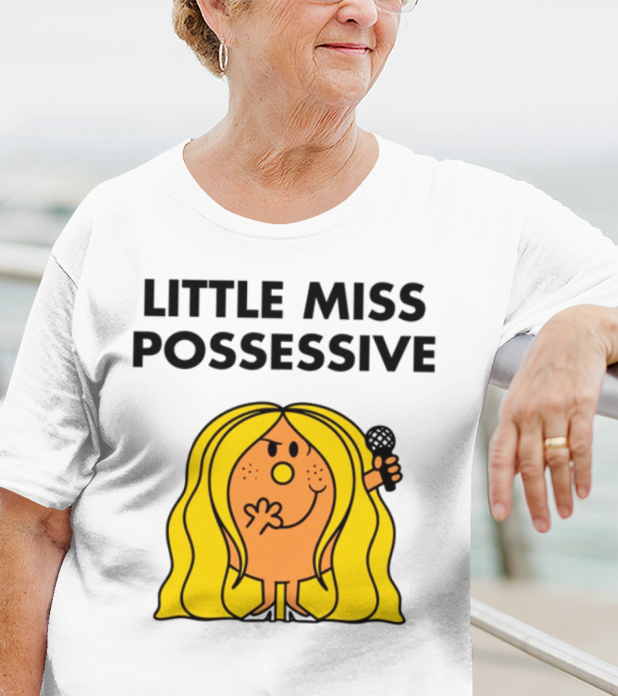 "Little Miss Possessive Character With Long Hair Holding Microphone" T-Shirt