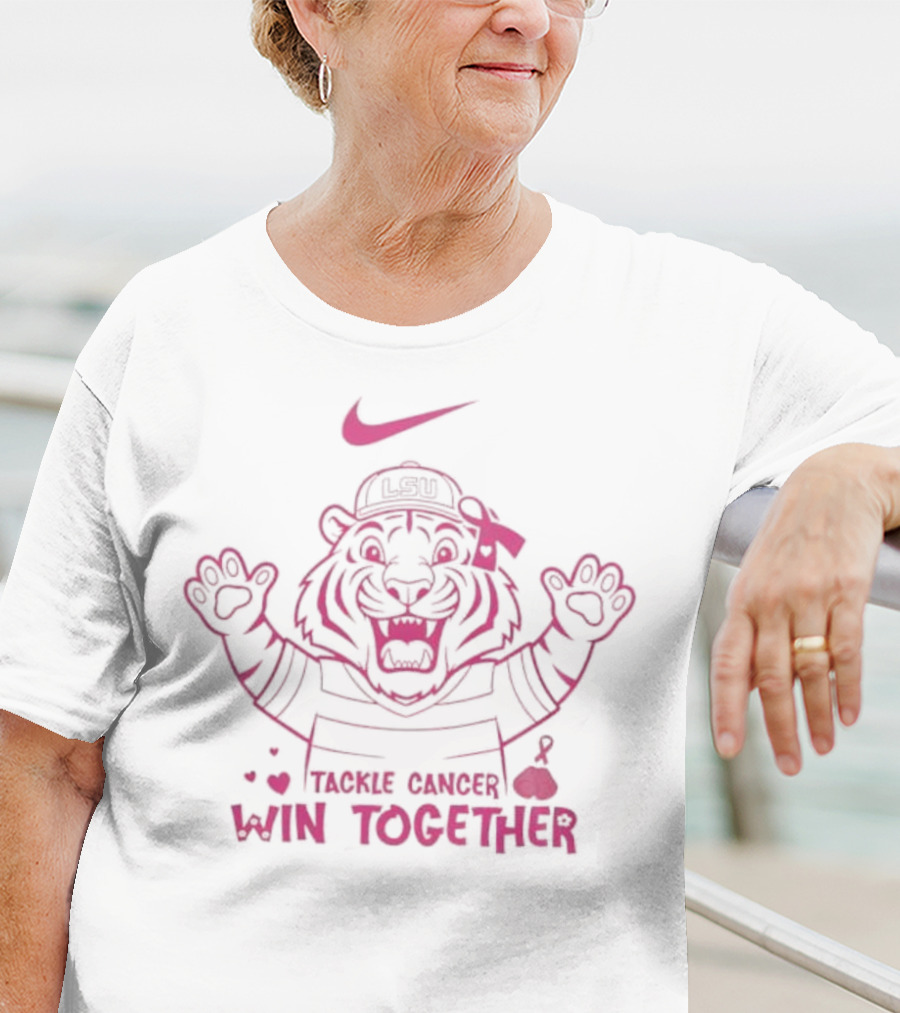 Nike LSU Tigers Breast Cancer Awareness Tackle Cancer Win Together Pink October T-Shirt