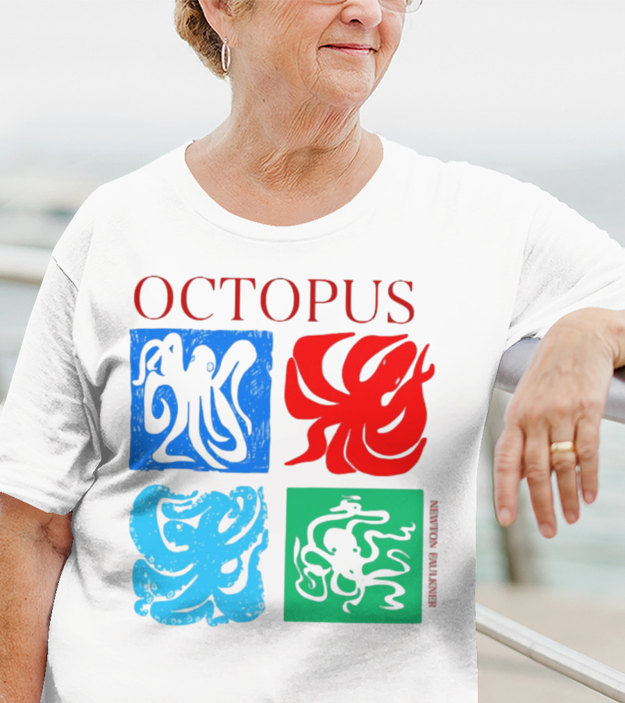 NewtonFaulkner Octopus Colorful Pop Art Quartet T-Shirt