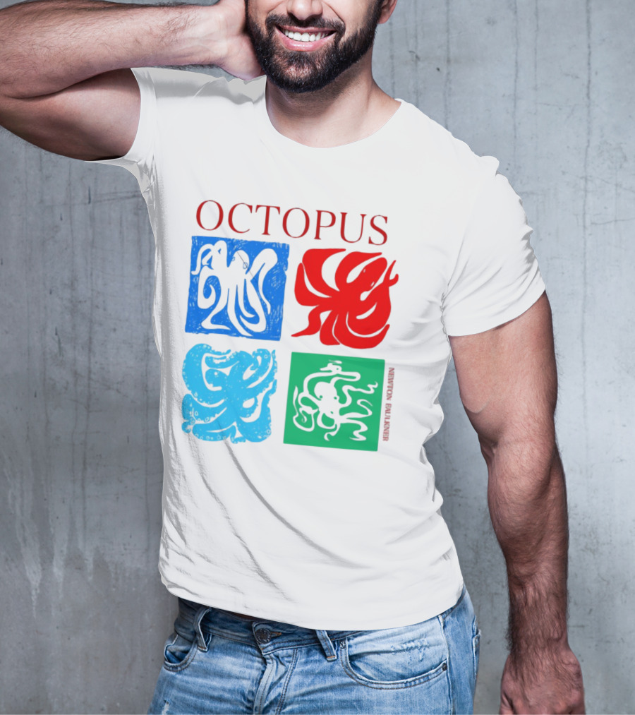 NewtonFaulkner Octopus Colorful Pop Art Quartet T-Shirt