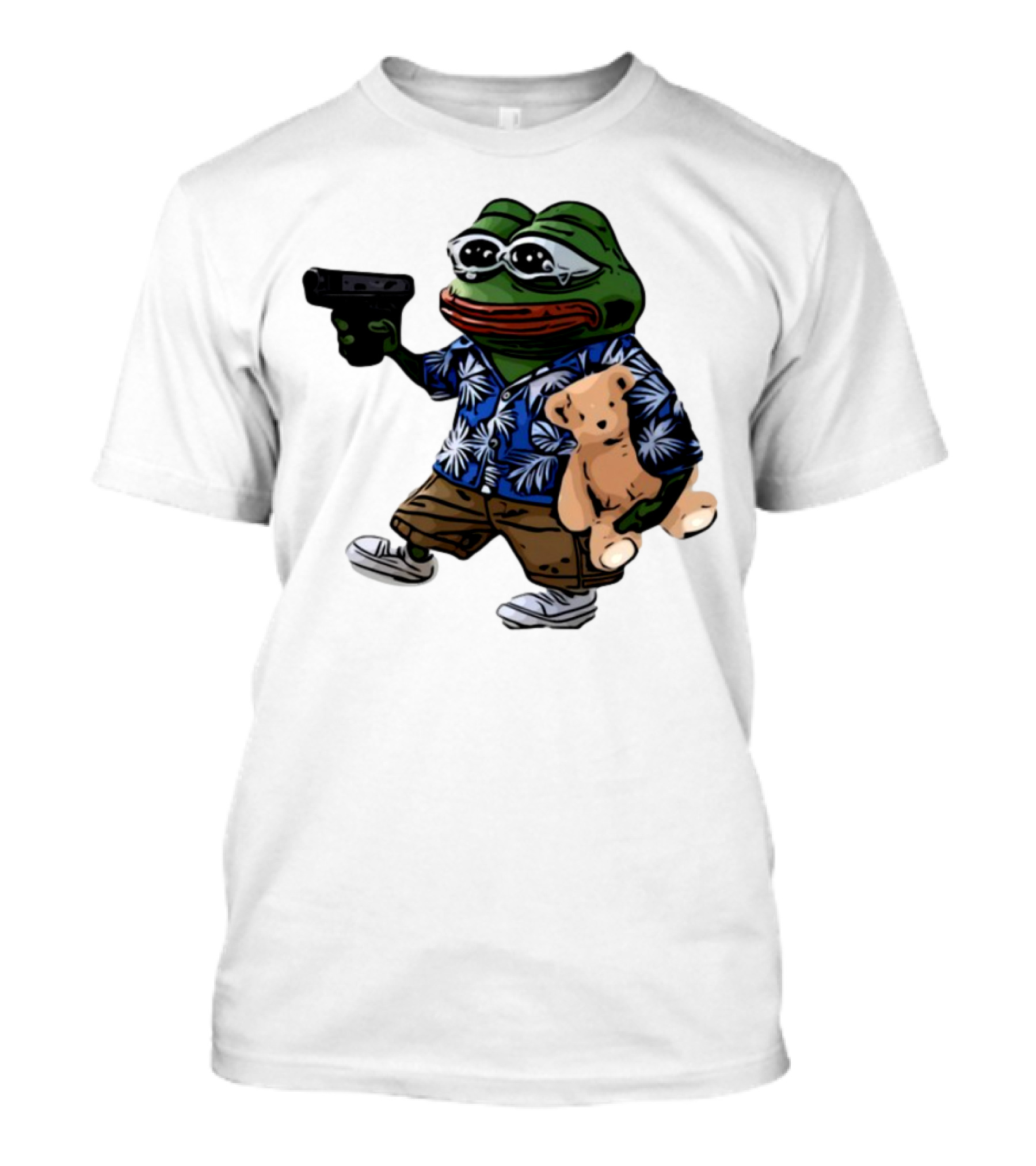 Pepe The Frog Hawaiian Gun Meme Creasy Fren T-Shirt