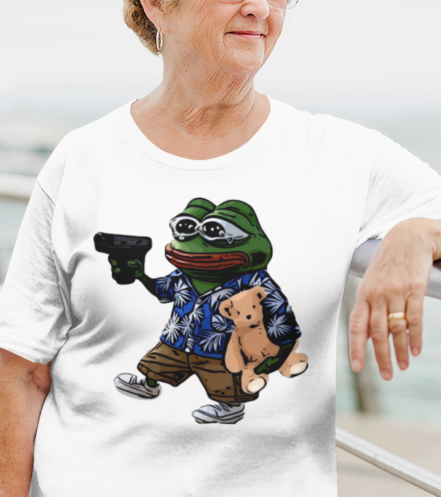 Pepe The Frog Hawaiian Gun Meme Creasy Fren T-Shirt