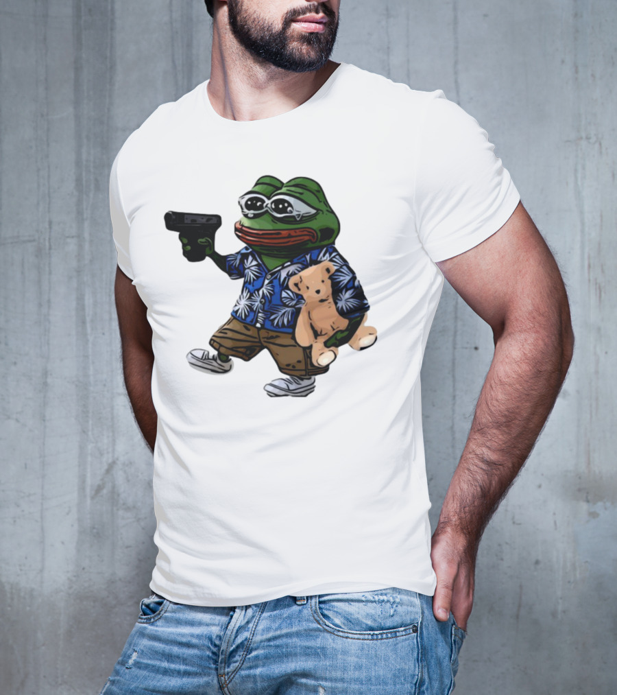 Pepe The Frog Hawaiian Gun Meme Creasy Fren T-Shirt