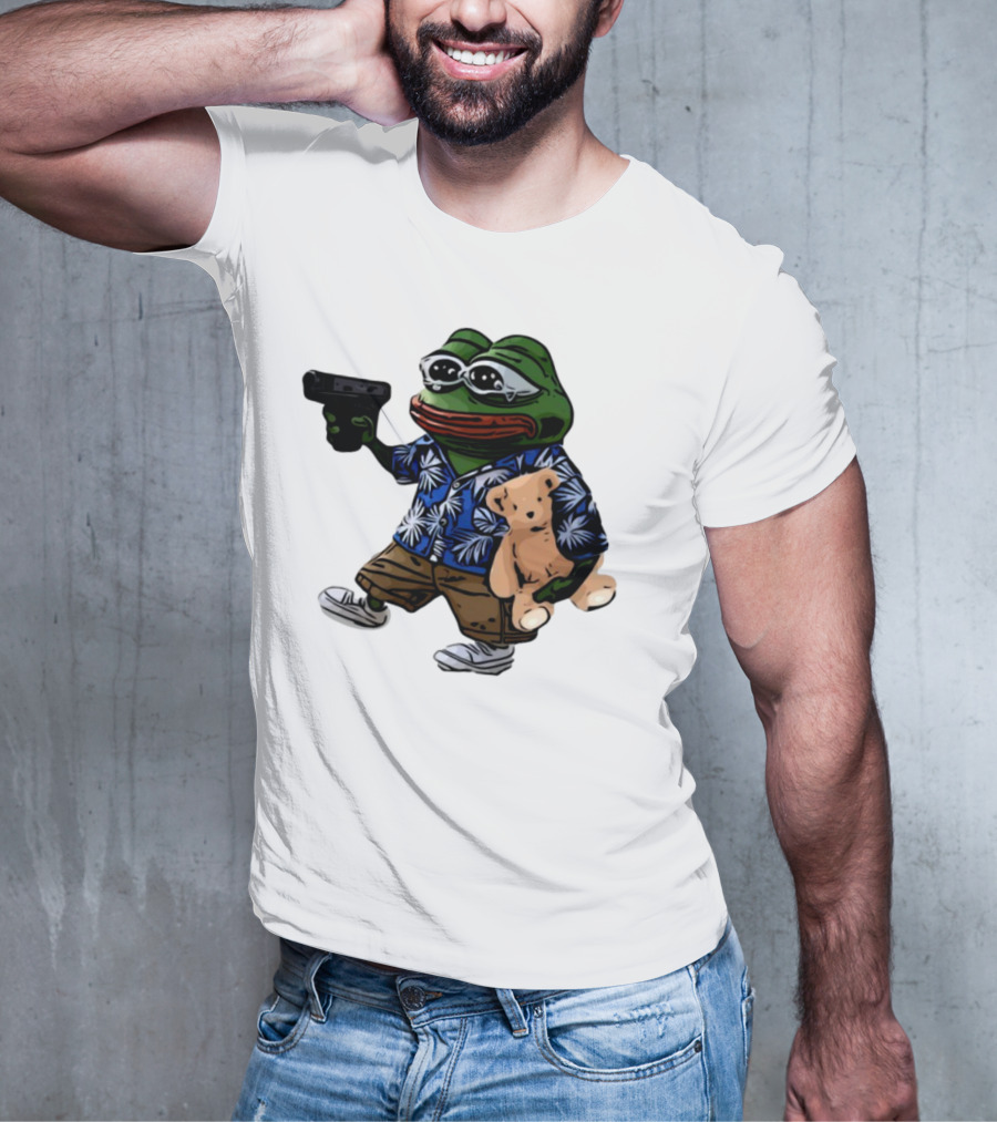 Pepe The Frog Hawaiian Gun Meme Creasy Fren T-Shirt