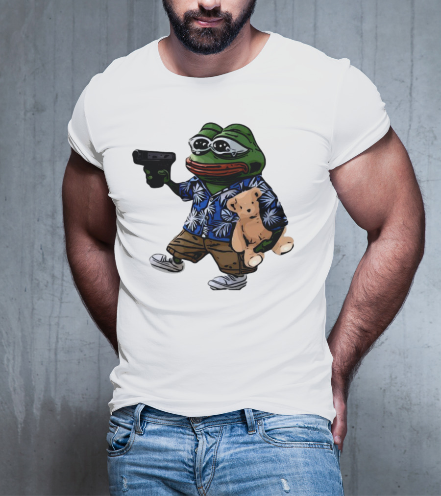 Pepe The Frog Hawaiian Gun Meme Creasy Fren T-Shirt