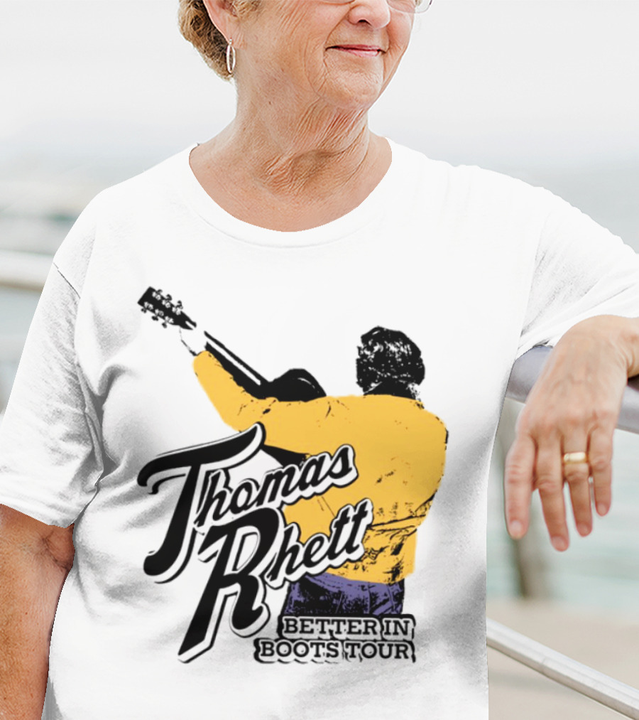 Thomas Rhett Better In Boots Retro Handgun Cowboy Boot Style T-Shirt