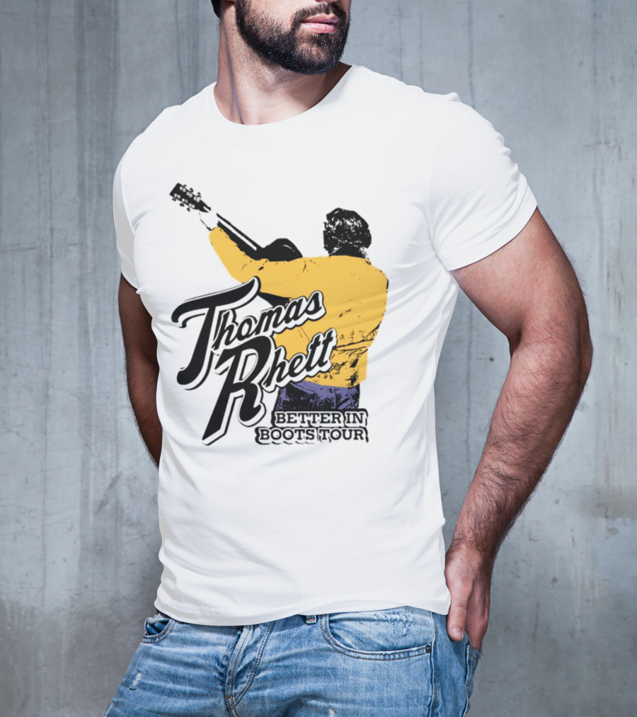 Thomas Rhett Better In Boots Retro Handgun Cowboy Boot Style T-Shirt