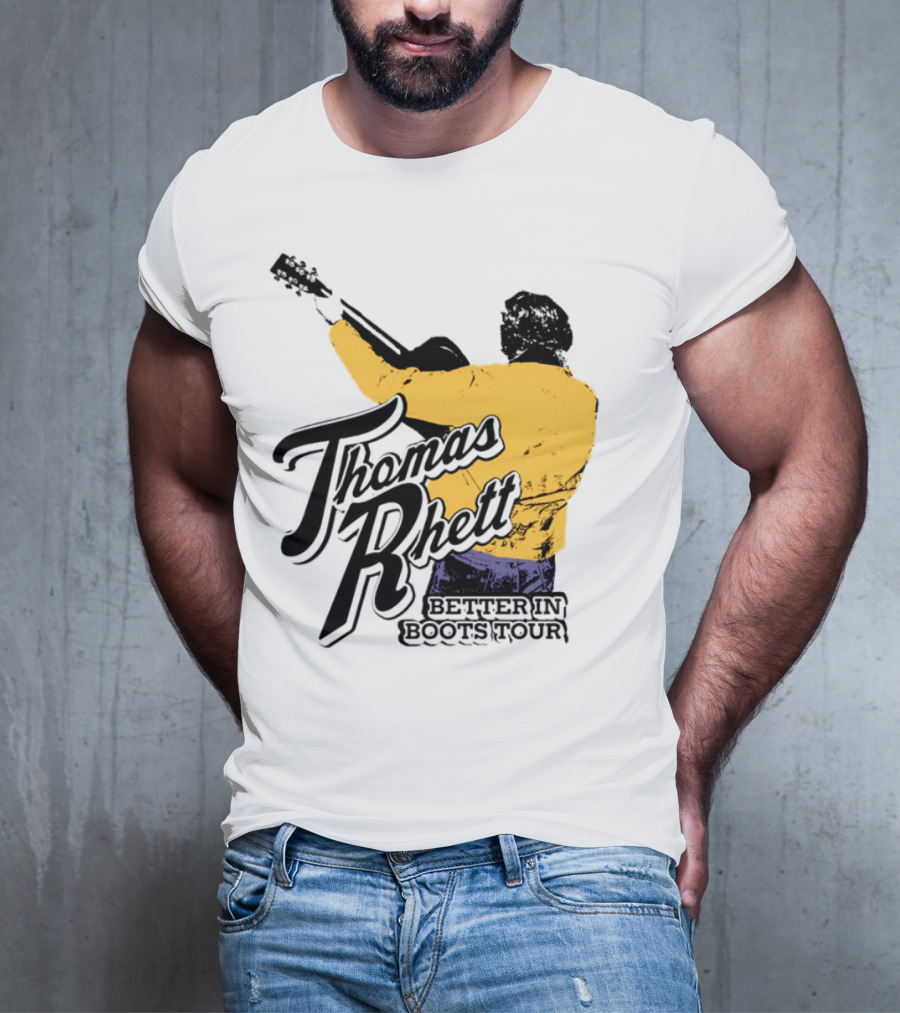 Thomas Rhett Better In Boots Retro Handgun Cowboy Boot Style T-Shirt