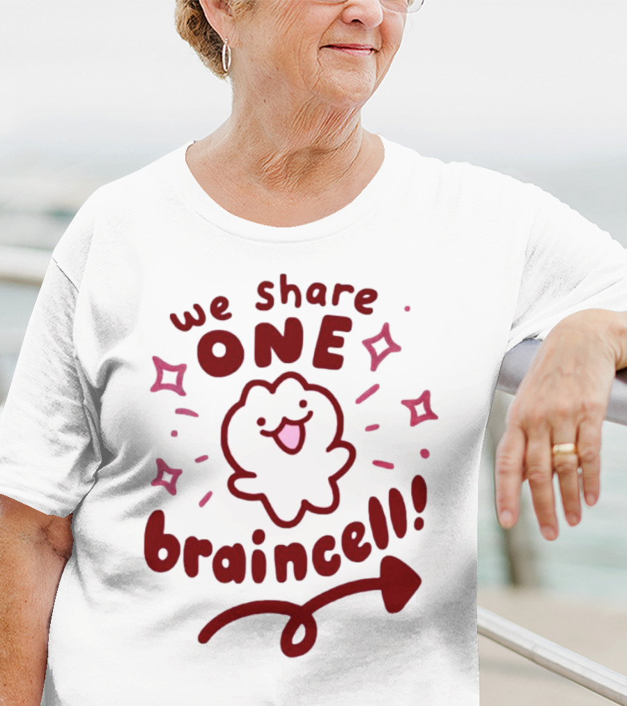 We Share One Braincell Cute Cartoon With Heart Tail And Sparkles T-Shirt