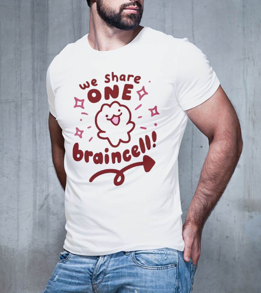 We Share One Braincell Cute Cartoon With Heart Tail And Sparkles T-Shirt
