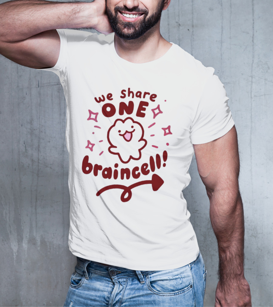 We Share One Braincell Cute Cartoon With Heart Tail And Sparkles T-Shirt