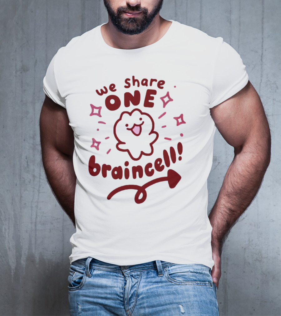 We Share One Braincell Cute Cartoon With Heart Tail And Sparkles T-Shirt