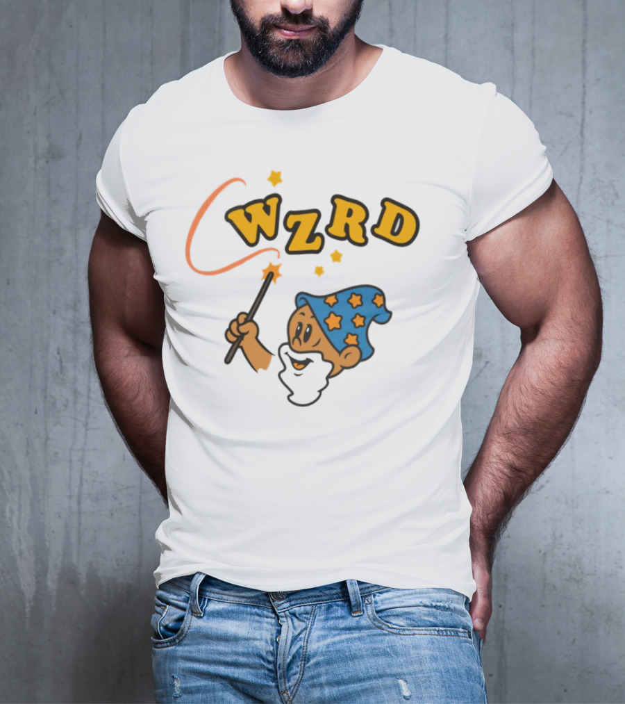 Wzrd Cartoon Wizard With Magic Wand And Stars T-Shirt