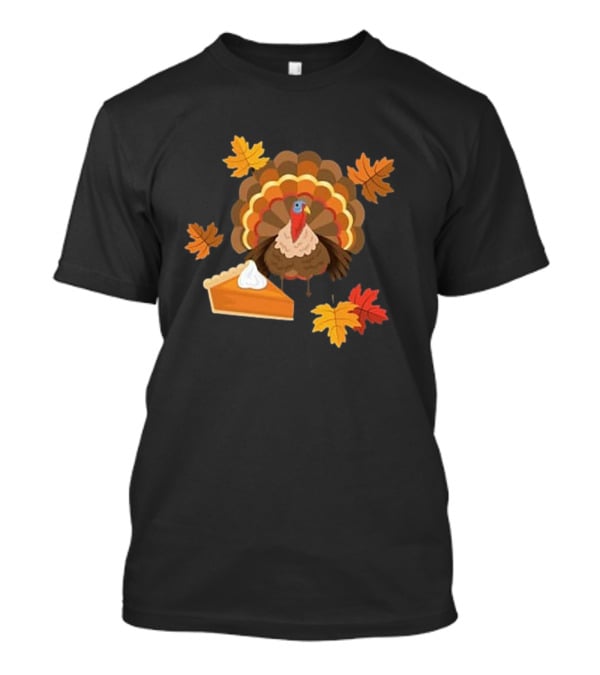 Turkey And Pie With Autumn Leaves T-Shirt