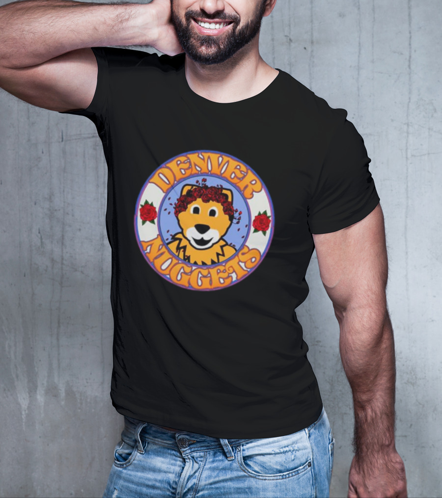 Denver Nuggets Bear Head Surrounded By Red Roses T-Shirt