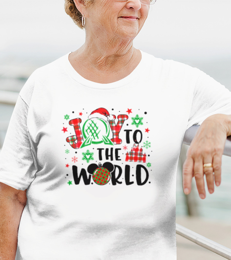 Joy To The World Disney Castle Mickey Epcot Holiday T-Shirt