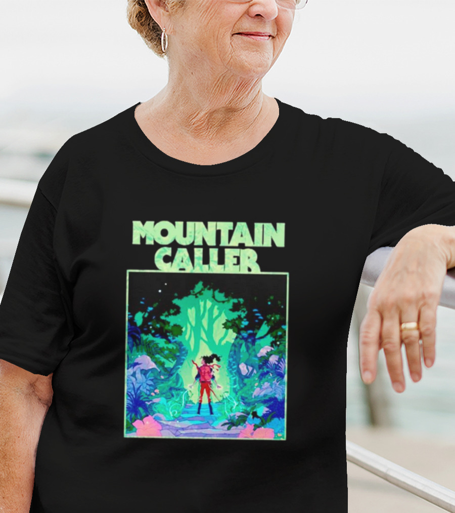 Mountain Caller Green Leaves Enchanted Forest Explorer T-Shirt