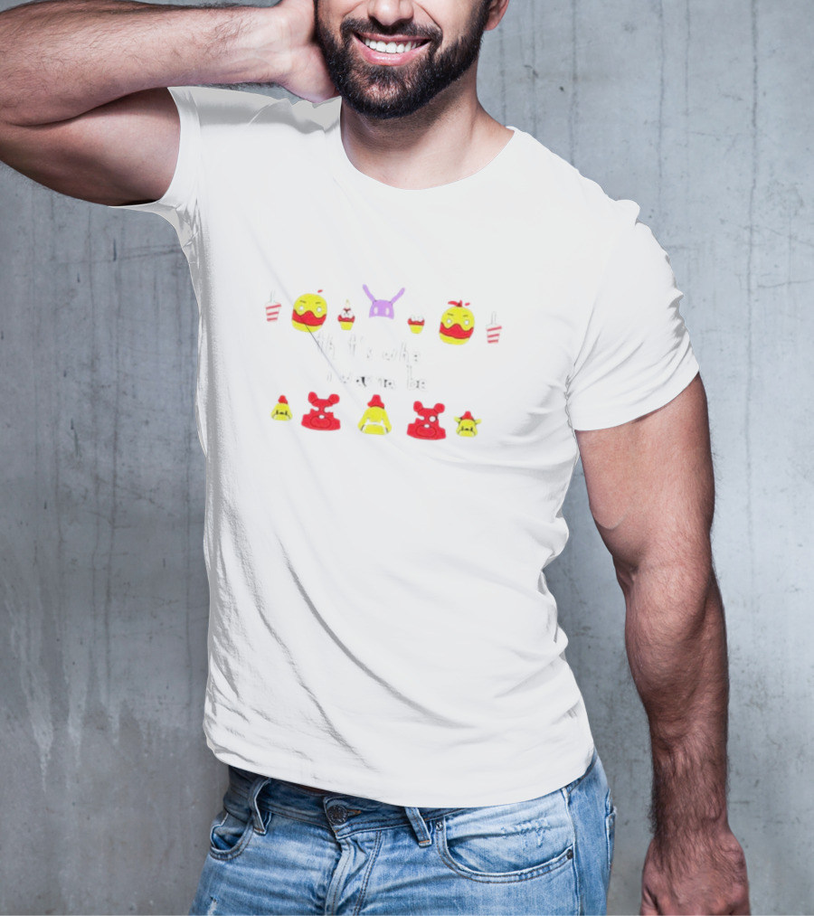 That's Where I Wanna Be McDonald's And Five Nights At Freddy's Cupcake And Party Hat Icons T-Shirt