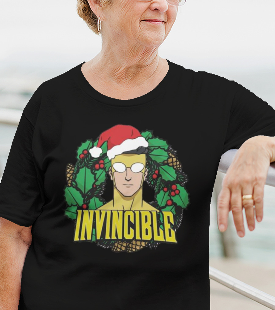 Invincible Mark Grayson Holiday Santa Hat Holly And Pine Cones T-Shirt