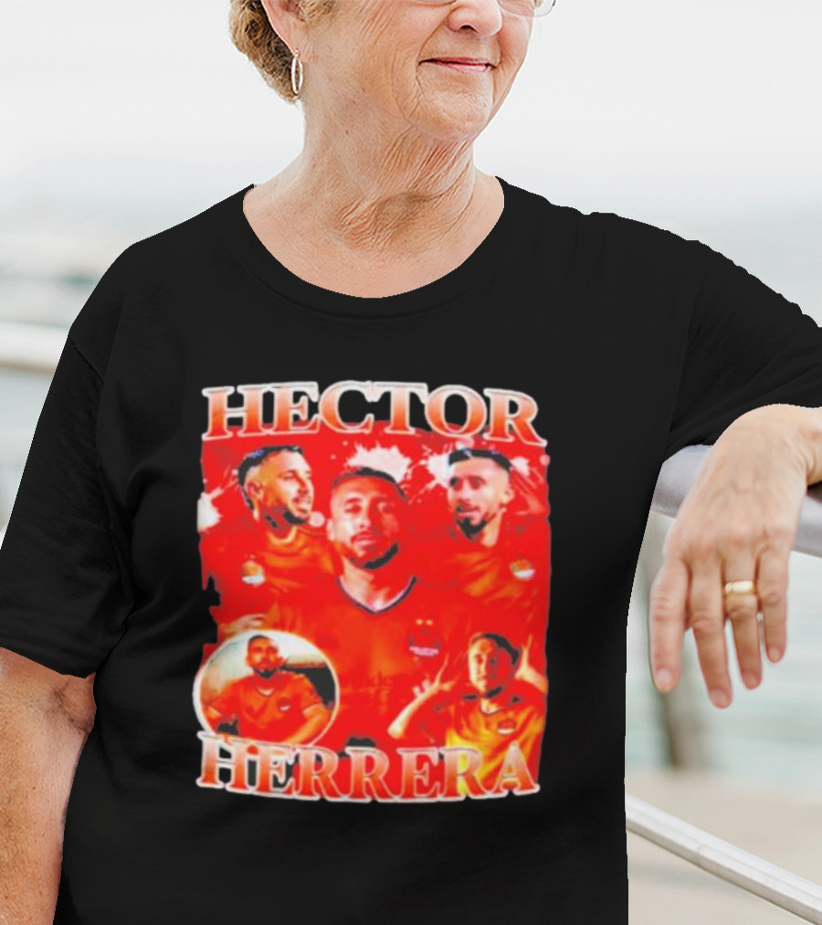 HECTOR HERRERA Red Bootleg Style Portrait Montage T-Shirt