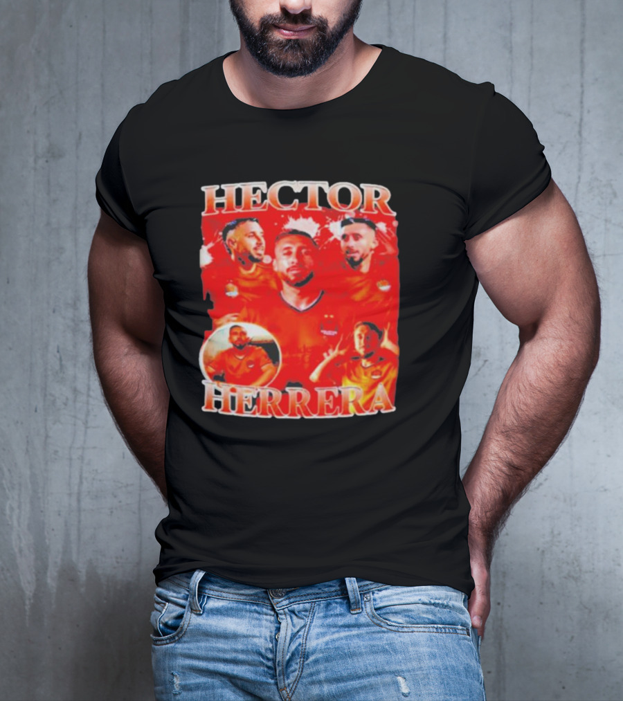 HECTOR HERRERA Red Bootleg Style Portrait Montage T-Shirt