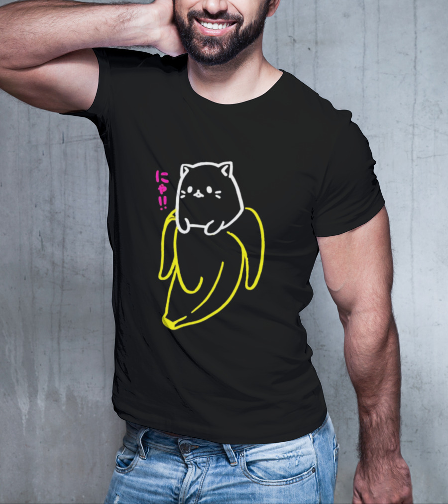 Bananya Crunchyroll Neon Cat Banana Nyanko T-Shirt