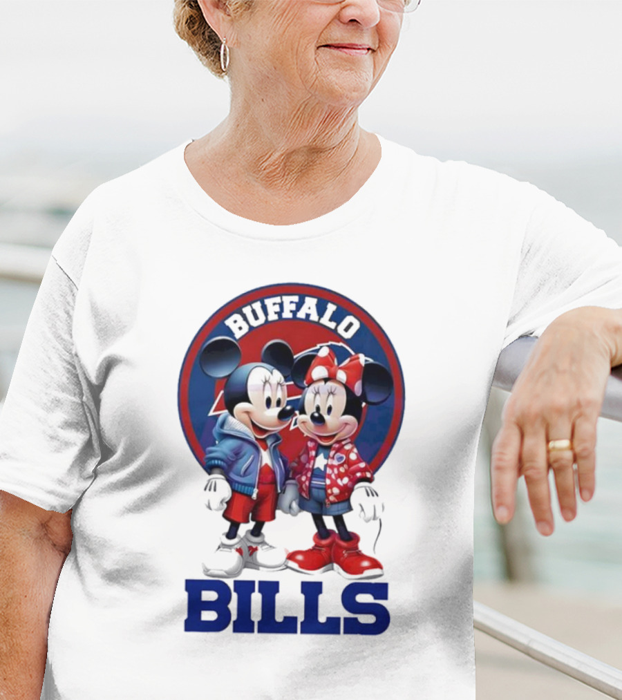 Buffalo Bills Mickey And Minnie Mouse In Team Spirit T-Shirt