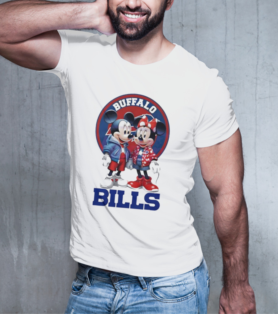 Buffalo Bills Mickey And Minnie Mouse In Team Spirit T-Shirt