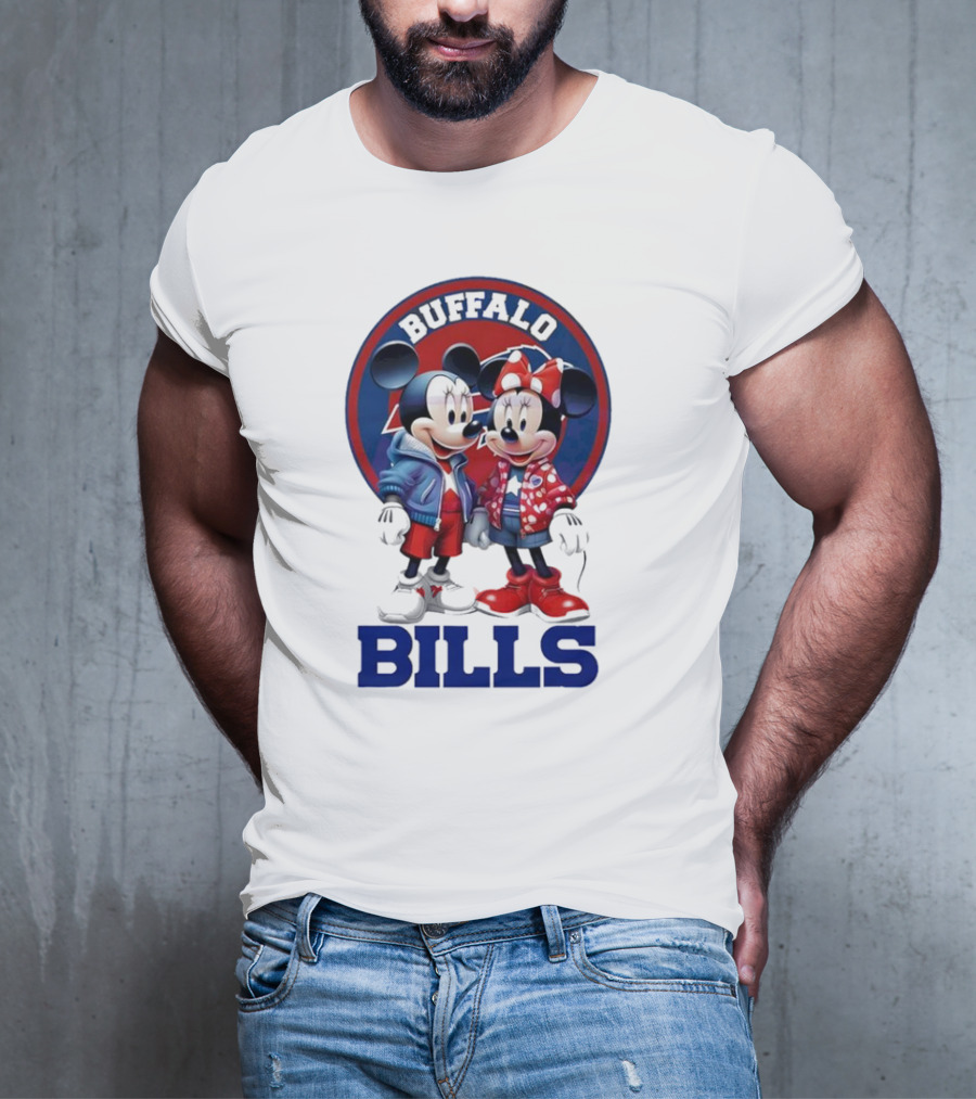 Buffalo Bills Mickey And Minnie Mouse In Team Spirit T-Shirt