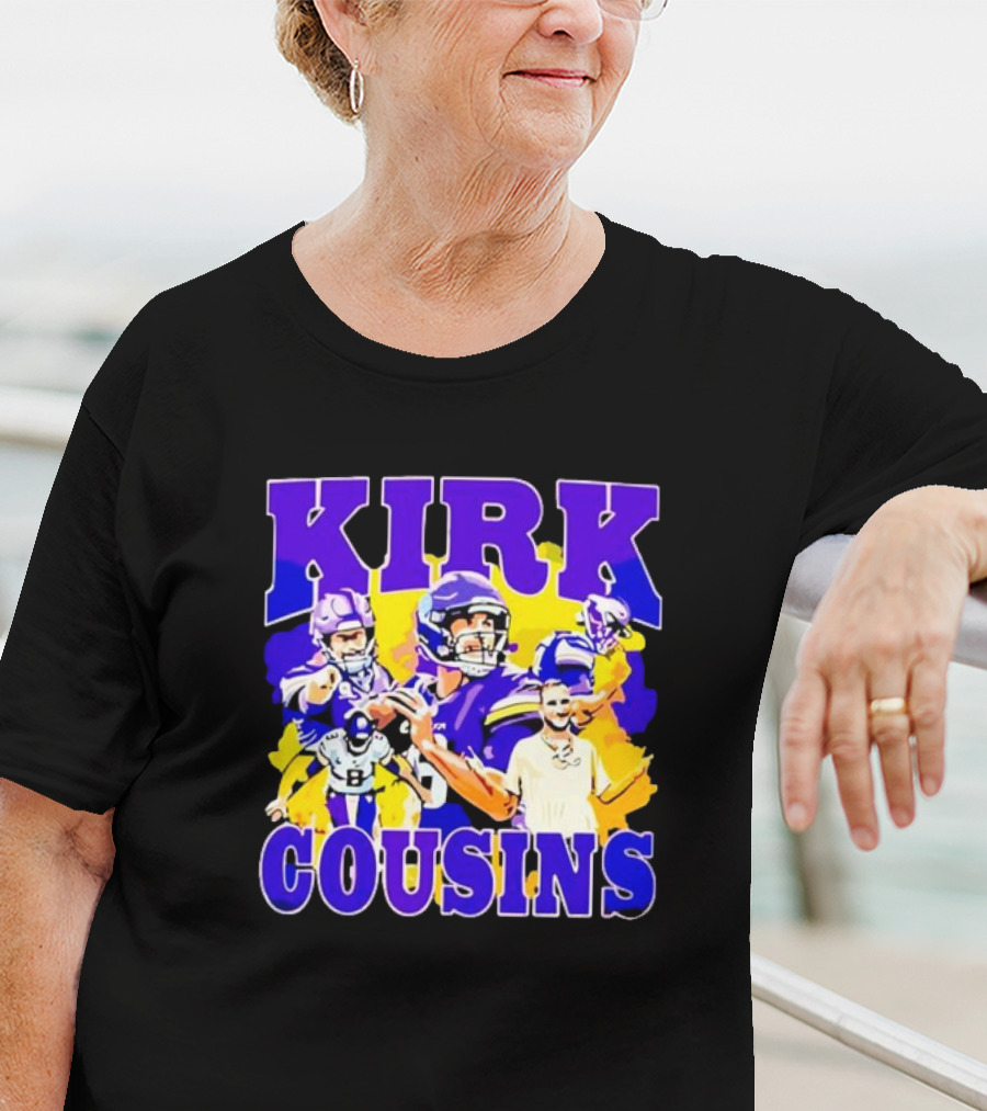 Kirk Cousins Vikings Football Player Collage Purple And Yellow T-Shirt