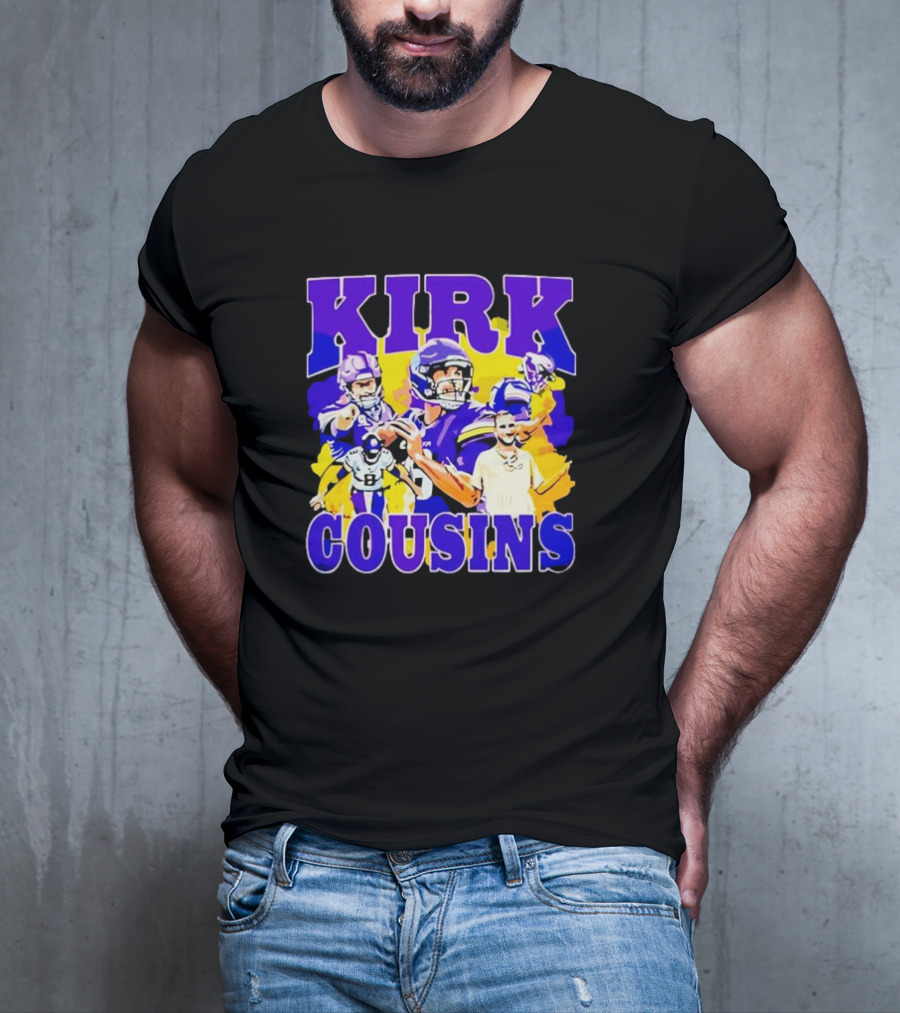 Kirk Cousins Vikings Football Player Collage Purple And Yellow T-Shirt