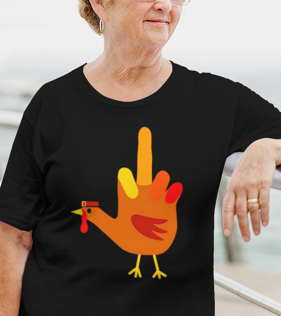 Thanksgiving Middle Finger Turkey Humor Hand Bird T-Shirt