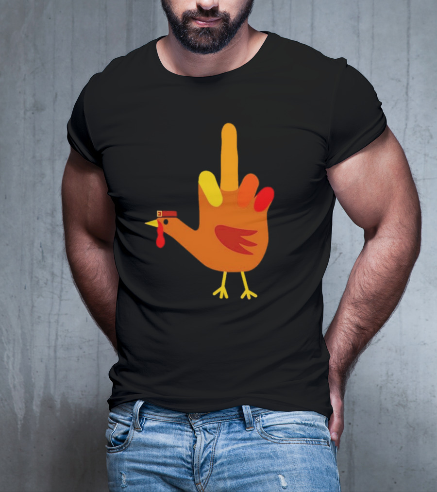Thanksgiving Middle Finger Turkey Humor Hand Bird T-Shirt