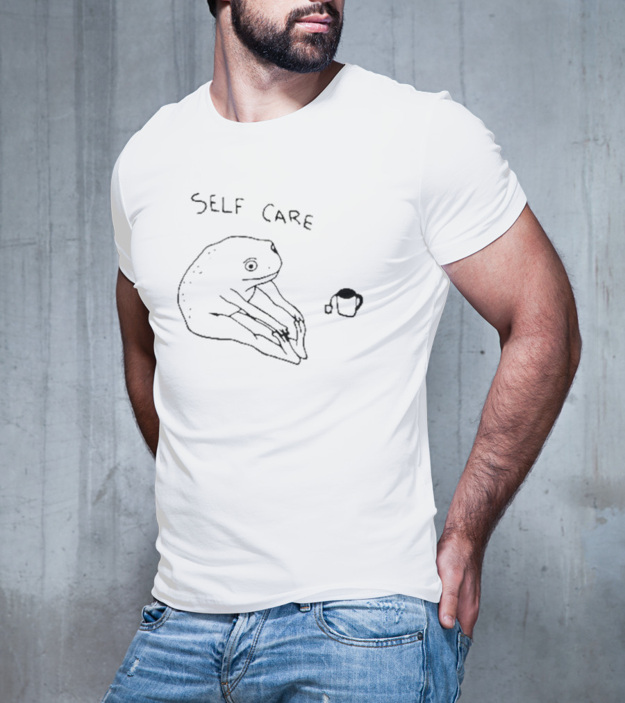 Self Care Frog With Tea And Funny Pose T-Shirt