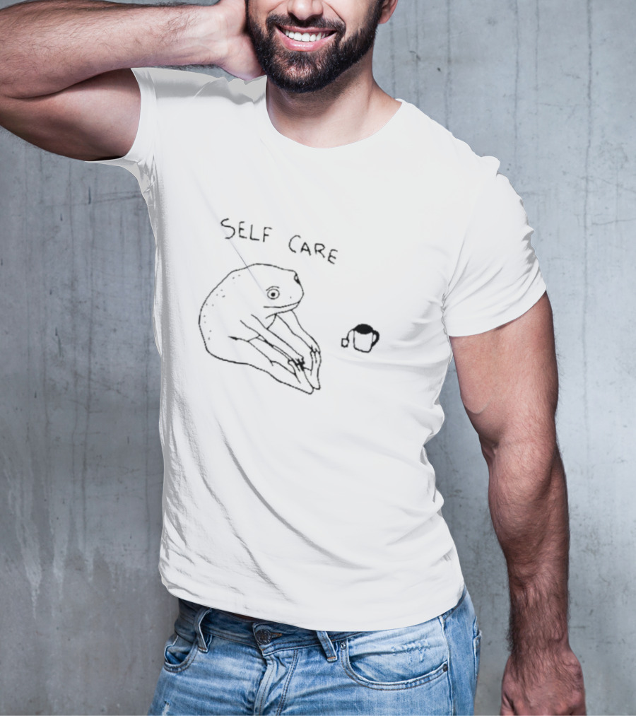 Self Care Frog With Tea And Funny Pose T-Shirt