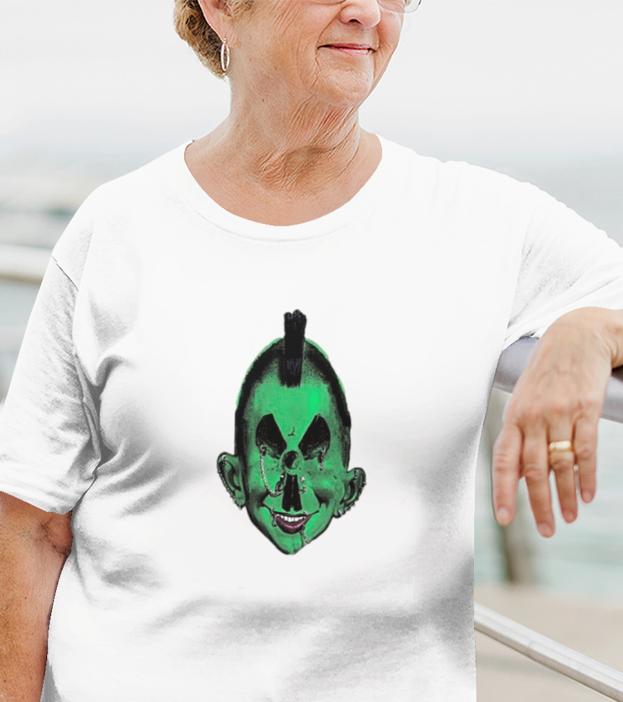 Hard Jewelry Willy Warhol Green Punk Face T-Shirt