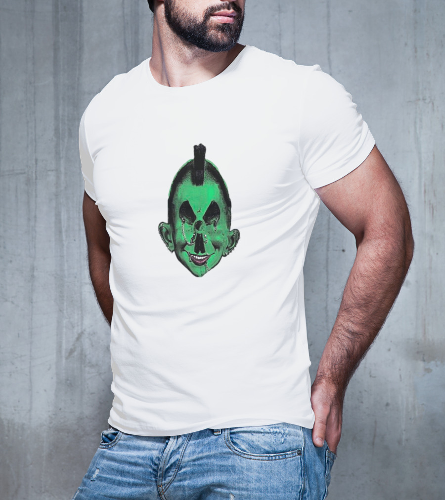 Hard Jewelry Willy Warhol Green Punk Face T-Shirt