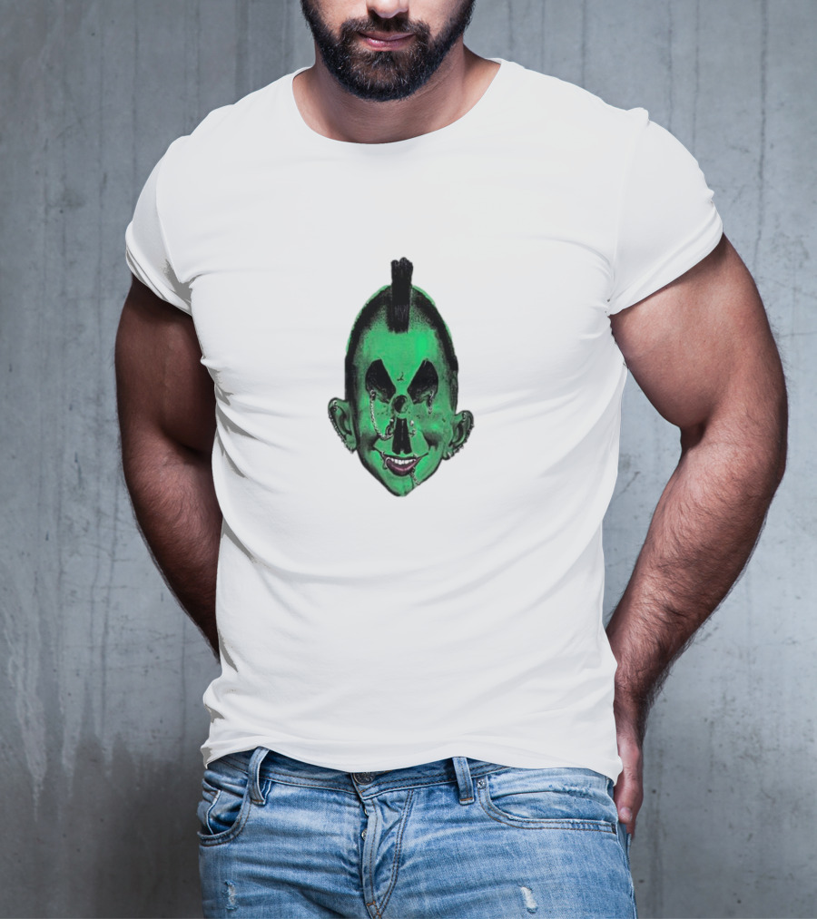 Hard Jewelry Willy Warhol Green Punk Face T-Shirt