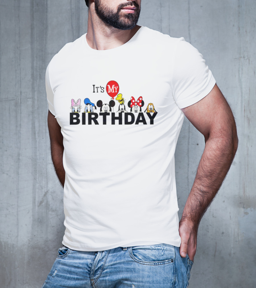 It's My Birthday Disney Characters Mickey Minnie Donald Balloon T-Shirt
