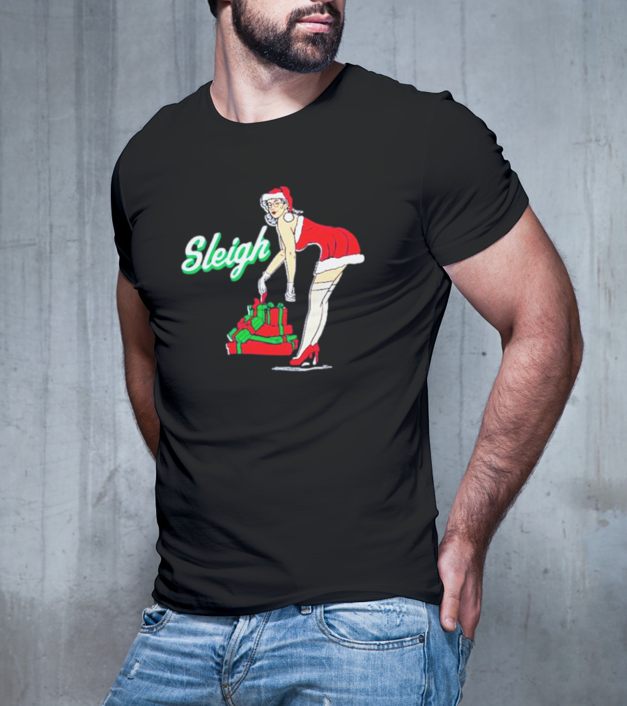 Vintage Santa Sleigh With Pin-Up Style Christmas Presents T-Shirt